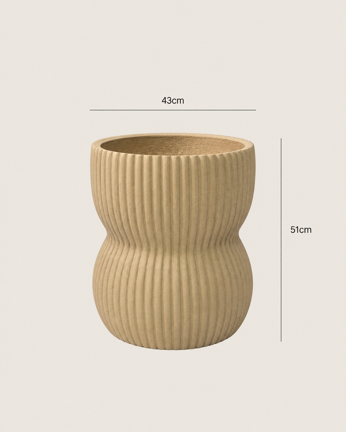 Grooved Fiberclay Pot Beige