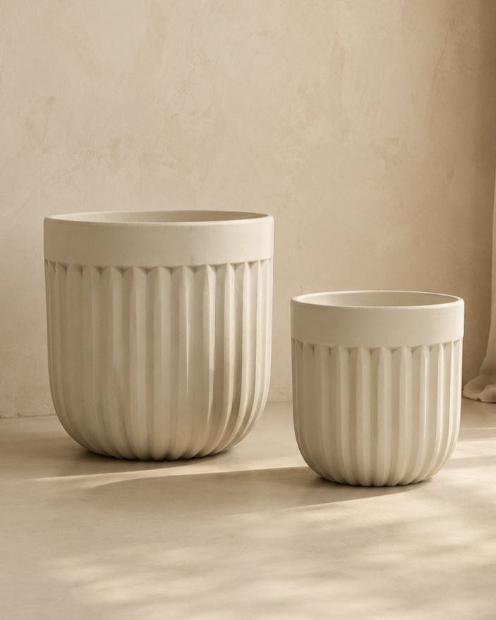 Fluted Fiberclay Pot