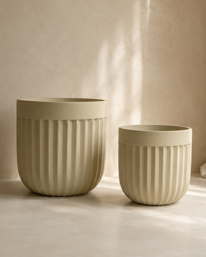Fluted Fiberclay Pot