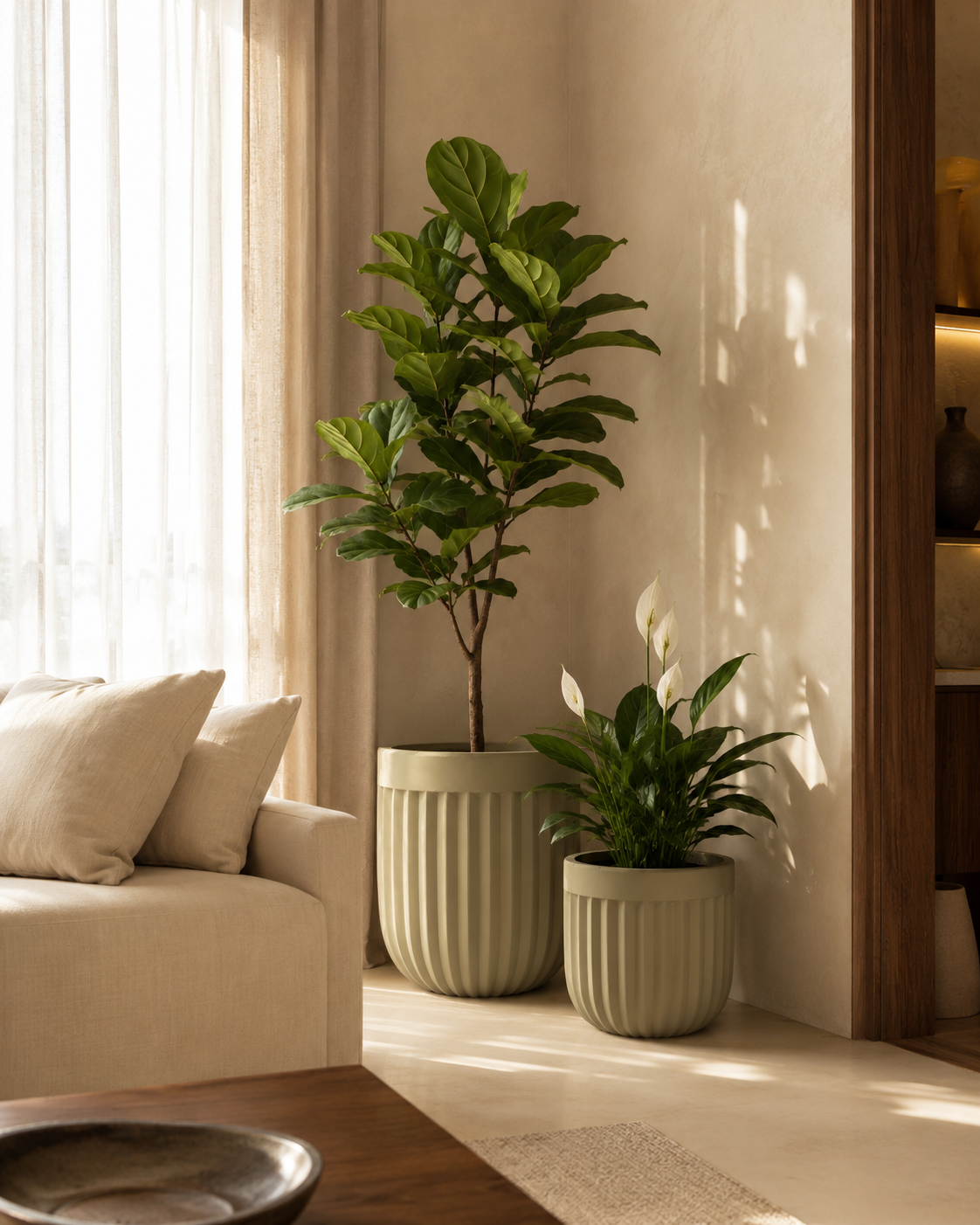 Fluted Fiberclay Pot