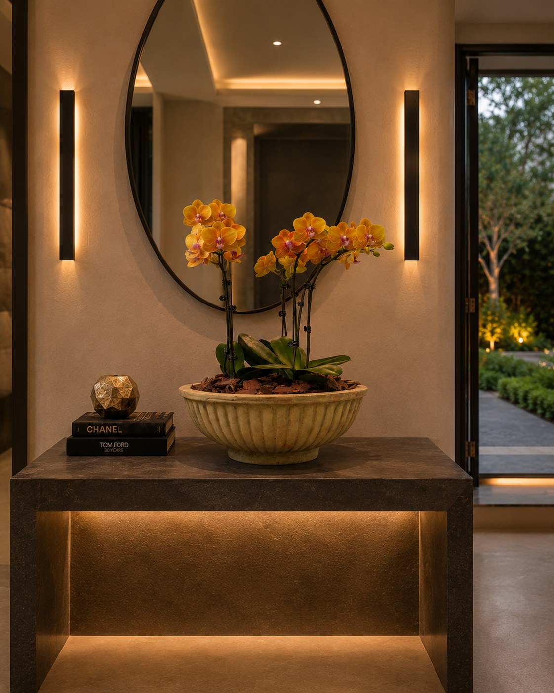 Phalaenopsis Orchids in Antique Terra Bowl
