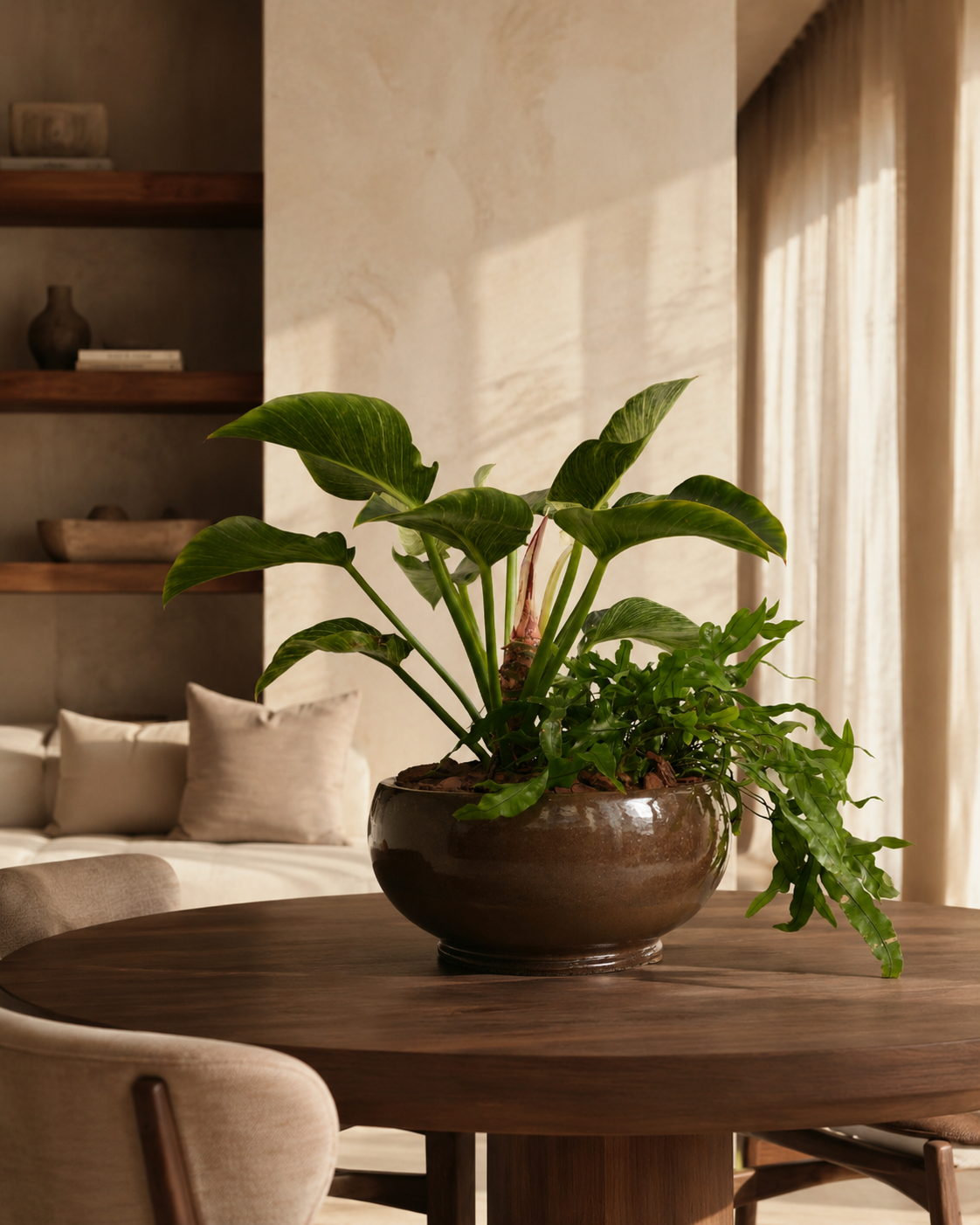 Mixed Plants Arrangement with Bowl Low Macchiato