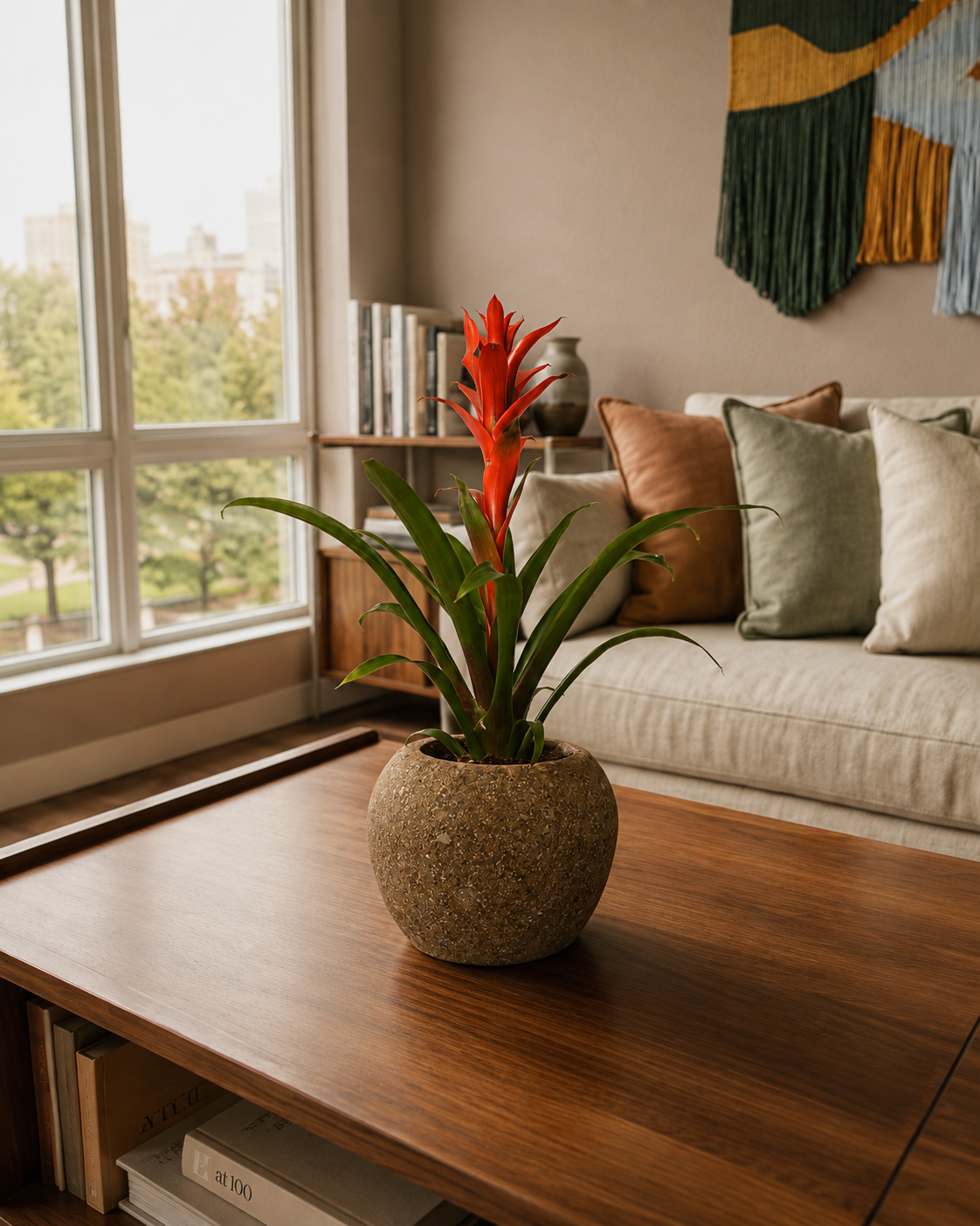 Table Top Plant with Round Stone Pot