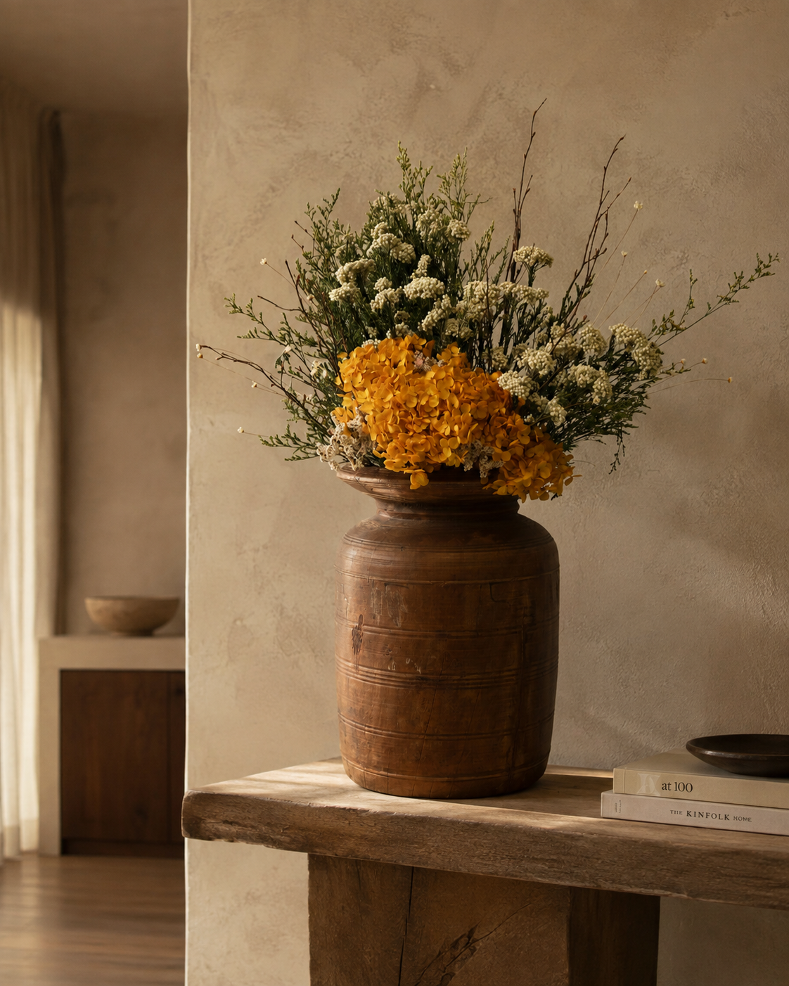 Golden Dried Floral Arrangement