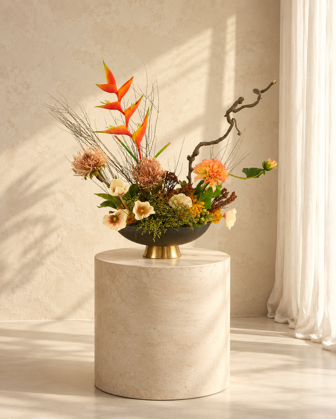 Ember Bloom Sculptural Floral Arrangement