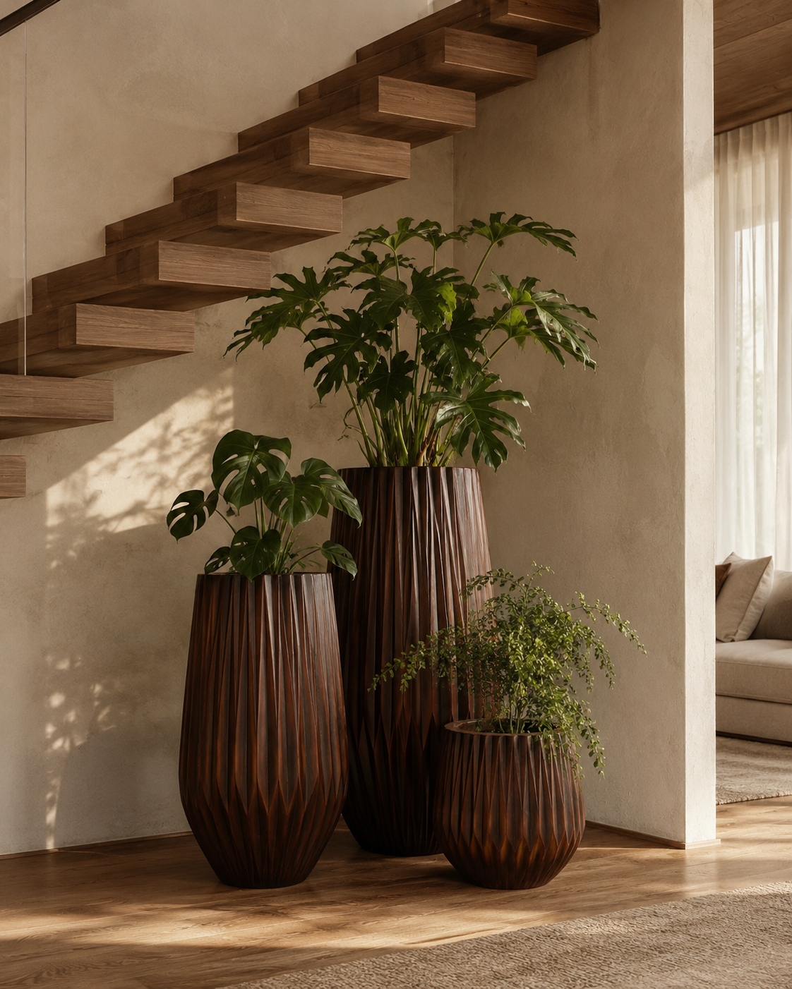 Redrop Quill Planter – Wood Look