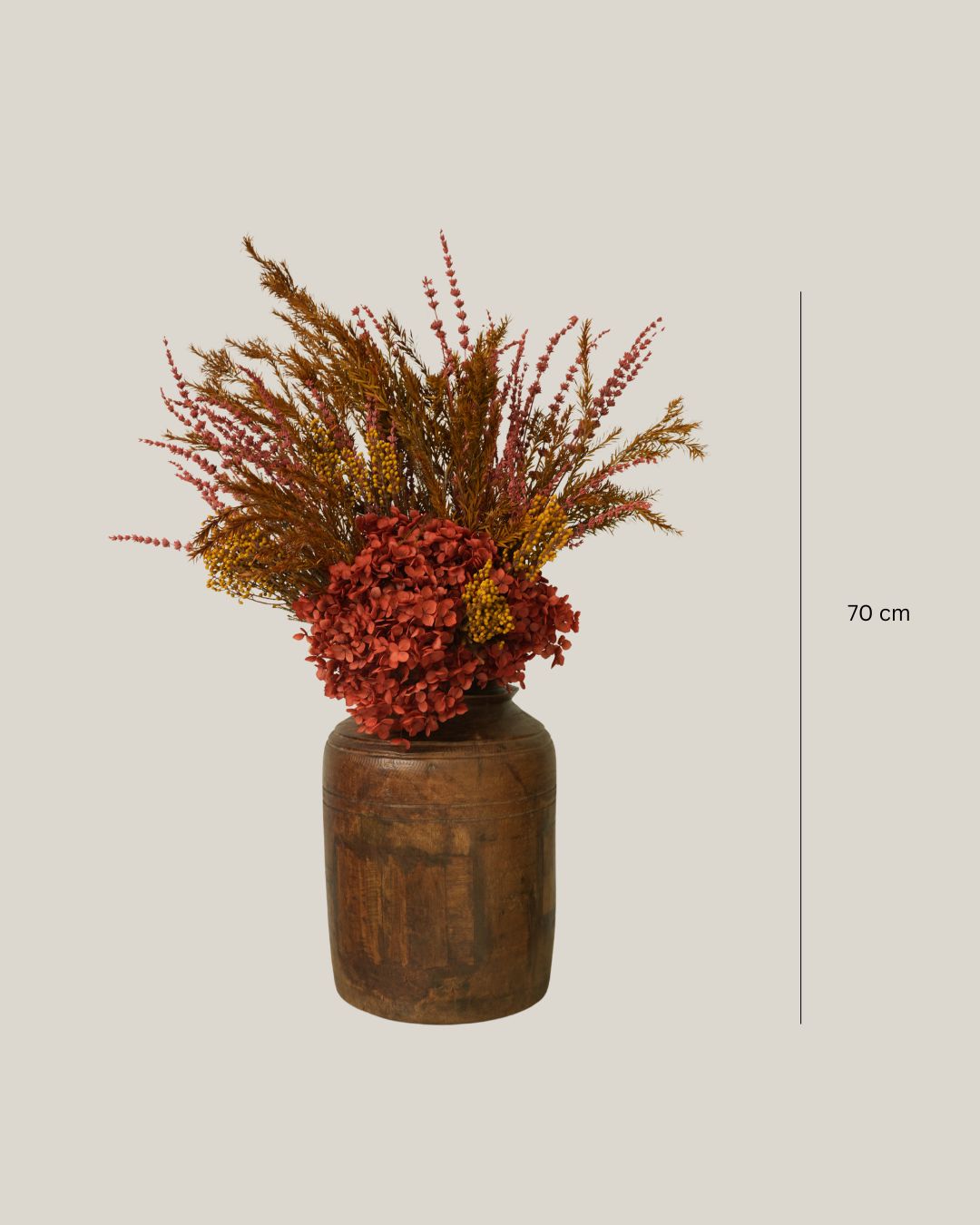 Porcelain Bunch Dried Flower Arrangement in Vintage Pot