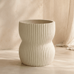 Grooved Fiberclay Pot White - Folivana Store