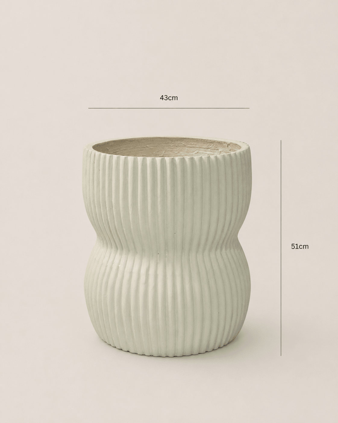 Grooved Fiberclay Pot White - Folivana Store