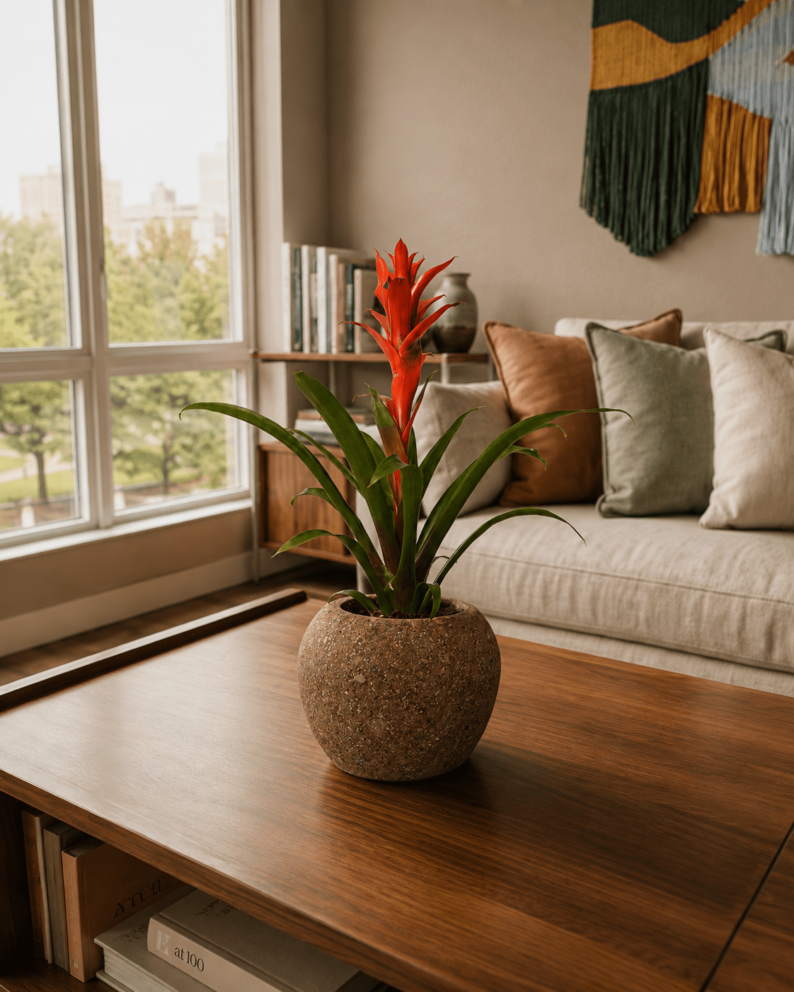 Table Top Plant with Round Stone Pot - Folivana Store