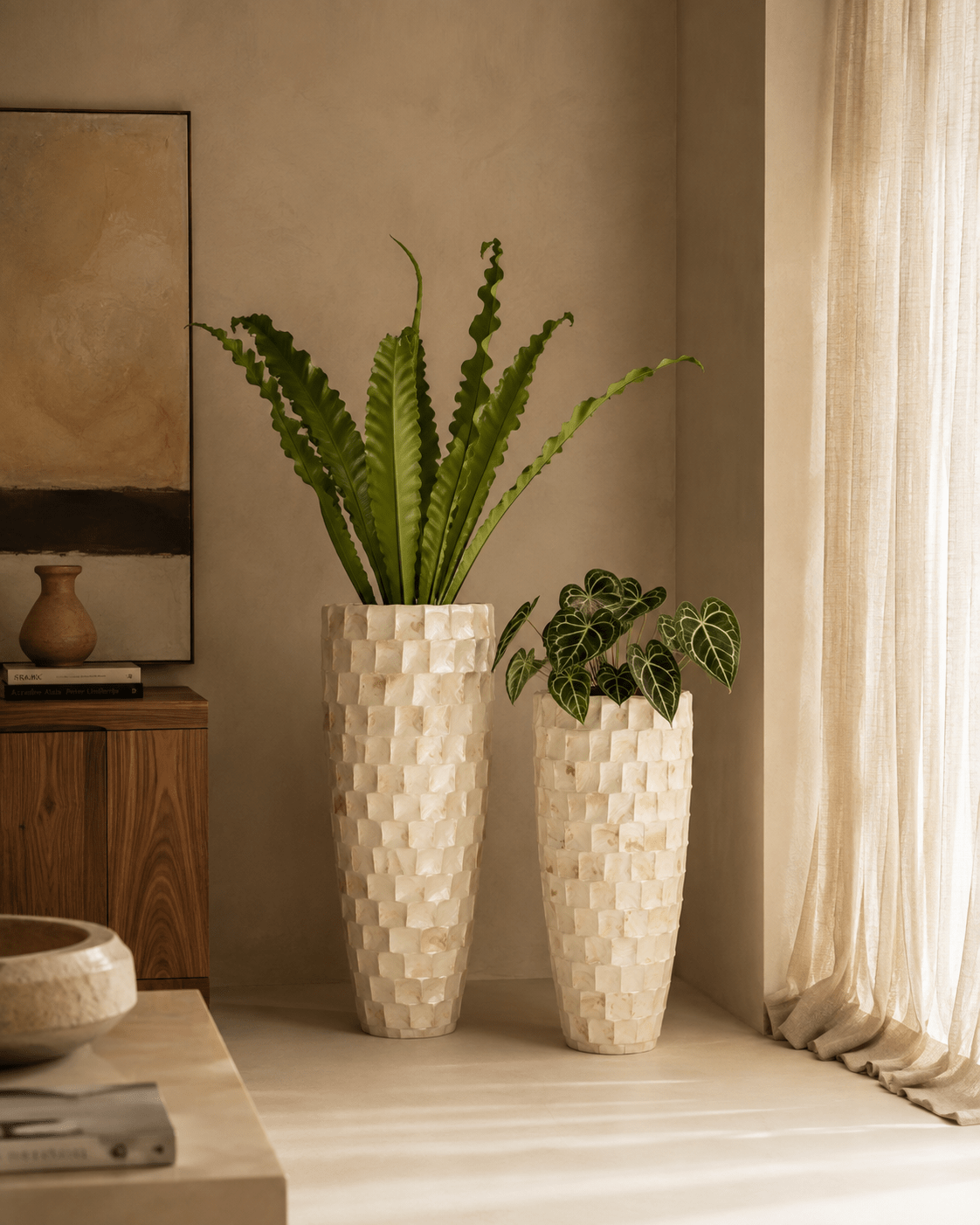 Teardrop Oval Mother of Pearl White Planter - Folivana Store